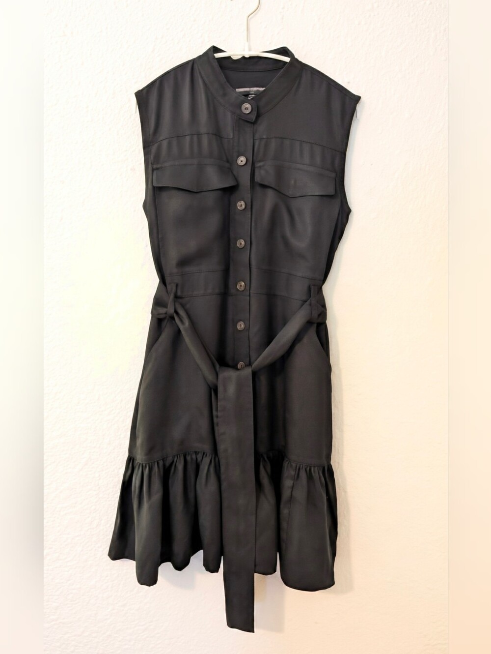 XXS Black Belted Button-up Banana Republic Dress With Pockets